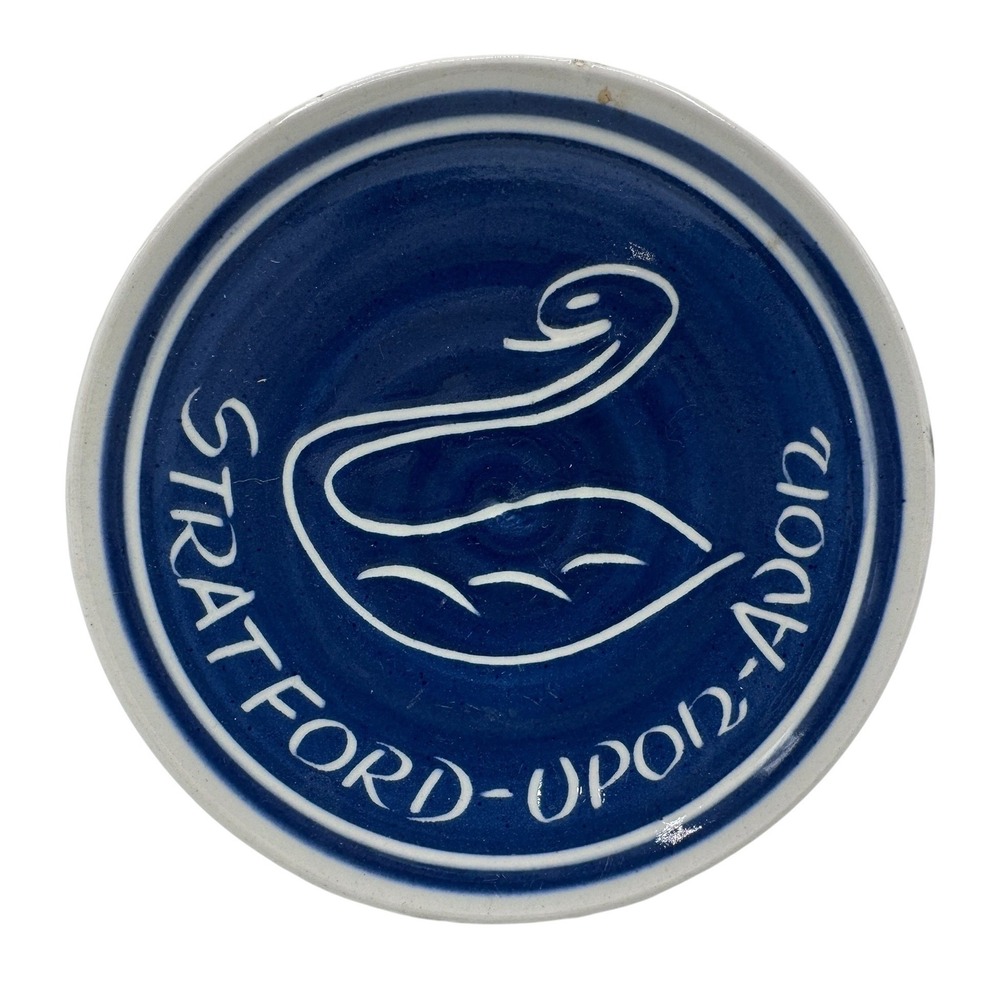 Torquay‎ Pottery 4" Blue White Swan Coaster Dish Stratford-Upon-Avon Souvenir